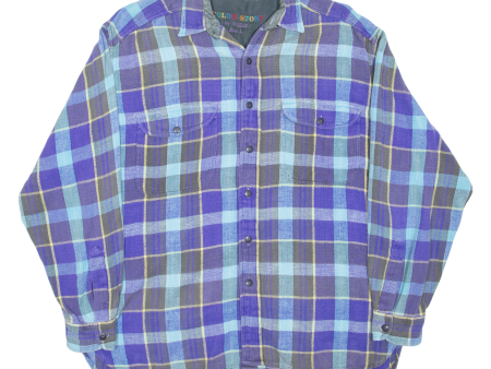 EAGLE Color Story Mens Flannel Shirt Purple Plaid Long Sleeve L on Sale