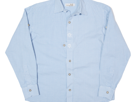 Mens Shirt Blue 90s Gingham Long Sleeve M Online Sale