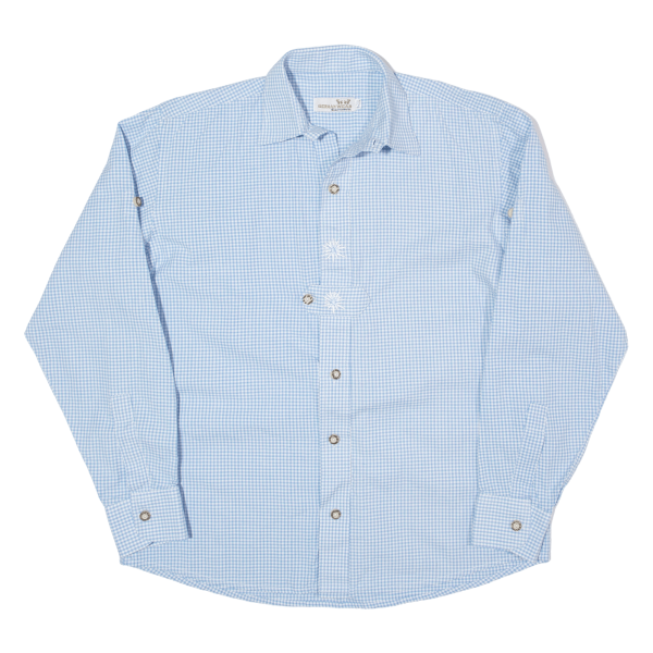 Mens Shirt Blue 90s Gingham Long Sleeve M Online Sale