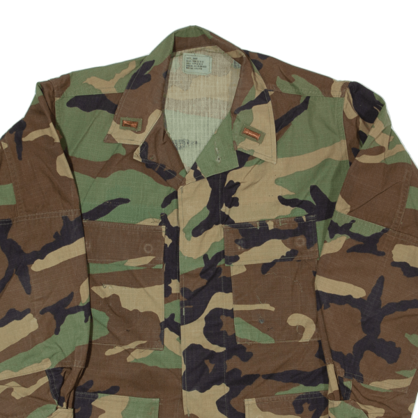 CARIBBEAN NEEDLE POINT INC Woodland Army Mens Military Jacket Green Camouflage S For Sale