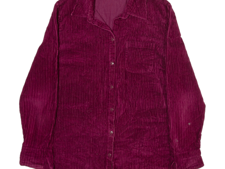 CROFT & BARROW Womens Corduroy Shirt Maroon Striped Long Sleeve M Hot on Sale