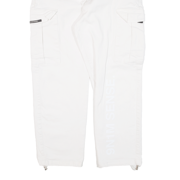 9N1M SENSE Cargo Womens Trousers White Regular Straight W34 L26 Online Sale