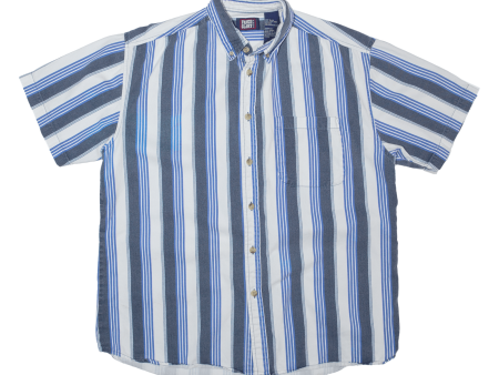 FADED GLORY Mens Shirt Blue 90s Striped L Supply