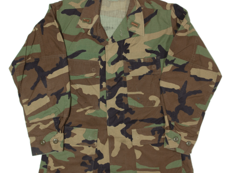 CARIBBEAN NEEDLE POINT INC Woodland Army Mens Military Jacket Green Camouflage S For Sale