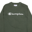 CHAMPION Mens T-Shirt Green Long Sleeve S Fashion