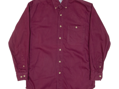 LEE Mens Plain Shirt Maroon Long Sleeve S Online now