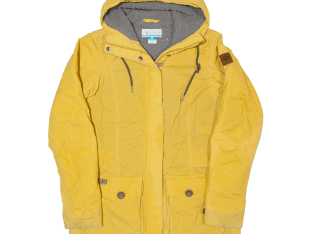 COLUMBIA Fleece Lined Womens Parka Jacket Yellow Hooded XS Fashion