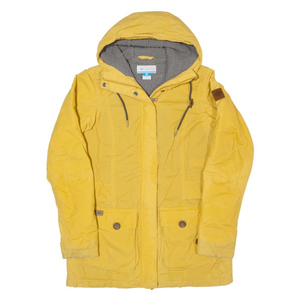 COLUMBIA Fleece Lined Womens Parka Jacket Yellow Hooded XS Fashion