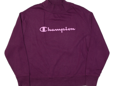 CHAMPION Womens Sweatshirt Purple High Neck L Online now