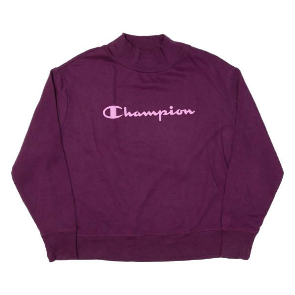 CHAMPION Womens Sweatshirt Purple High Neck L Online now