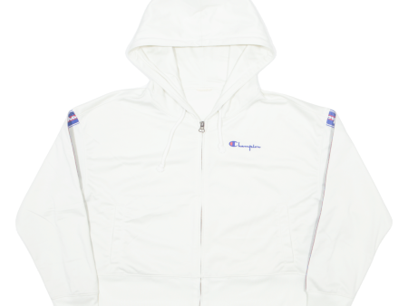 CHAMPION Cropped Womens Cream Hoodie Full Zip L Hot on Sale