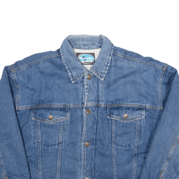 BLUE SKY Mens Sherpa Lined Denim Jacket Blue L Supply