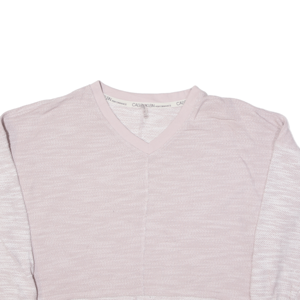 CALVIN KLEIN Knit Cropped Womens Sweatshirt Pink V-Neck M Sale