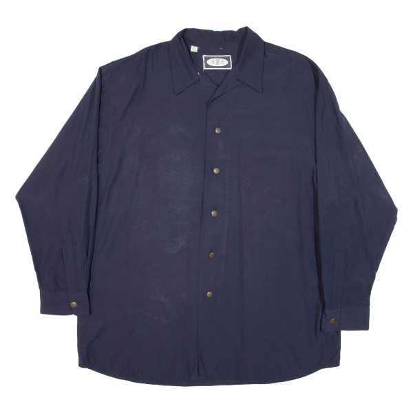 AMB Mens Plain Shirt Blue Viscose Long Sleeve XL Online Hot Sale