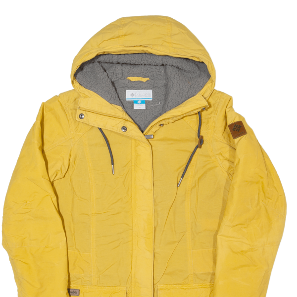 COLUMBIA Fleece Lined Womens Parka Jacket Yellow Hooded XS Fashion