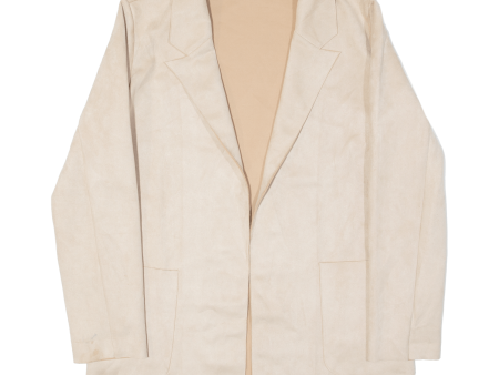 ZARA Womens Blazer Jacket Cream Faux Suede S For Discount