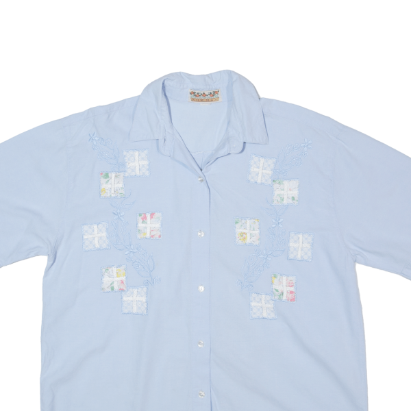 KNOWHOW Womens Shirt Blue 90s Floral L Online Hot Sale