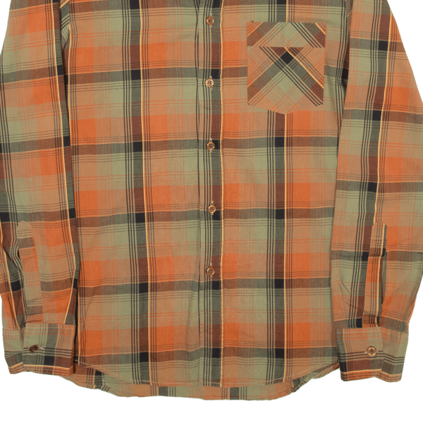 BARBADOS SHIRTS Slim Fit Mens Shirt Orange Check Long Sleeve S For Discount