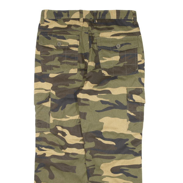 AOWOFS Fleece Lined Cargo Camo Mens Trousers Green Regular Straight W36 L28 Hot on Sale