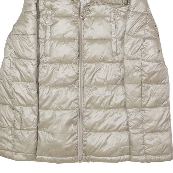 CALVIN KLEIN Womens Puffer Jacket Beige S Hot on Sale