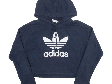 ADIDAS Relaxed Fit Cropped Womens Blue Hoodie UK 6 For Discount