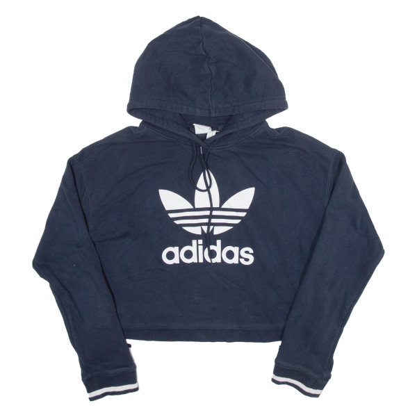 ADIDAS Relaxed Fit Cropped Womens Blue Hoodie UK 6 For Discount