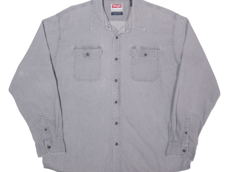 WRANGLER Stretch Mens Plain Shirt Grey Long Sleeve 2XL Discount