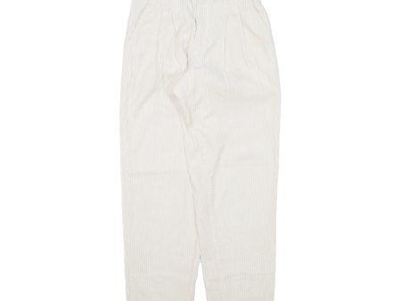 BLACIERS Womens Corduroy Trousers Cream Regular Tapered W25 L29 on Sale