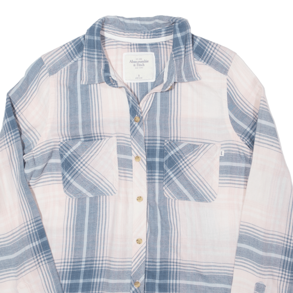 ABERCROMBIE & FITCH Womens Shirt Pink Check Long Sleeve S Online Sale