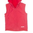 DIESEL Reversible Girls Rain Gilet Red Nylon Hooded M Online Hot Sale