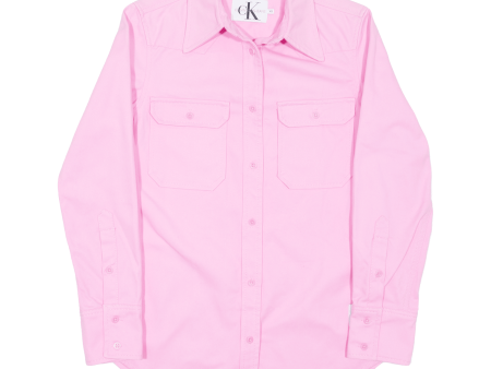 CALVIN KLEIN JEANS Womens Plain Shirt Pink Long Sleeve XS Sale