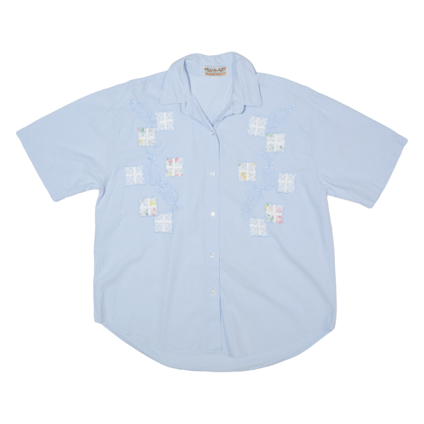 KNOWHOW Womens Shirt Blue 90s Floral L Online Hot Sale