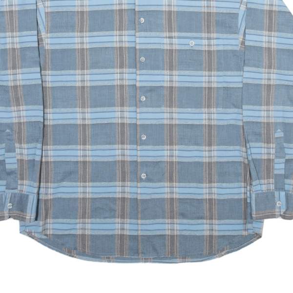 METZGER Mens Shirt Blue Check Long Sleeve L Supply