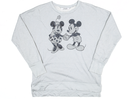 DISNEY Mickey Minnie Mouse Sweatshirt Grey Womens M on Sale