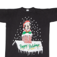 DISNEY Christmas Mickey Mouse Mens T-Shirt Black 90s ONE SIZE Cheap