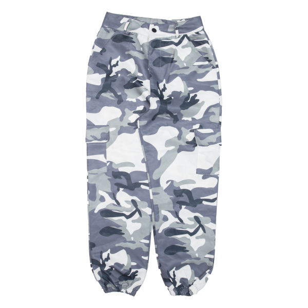 Cargo Camo Womens Trousers Blue Loose Tapered W25 L23 Fashion