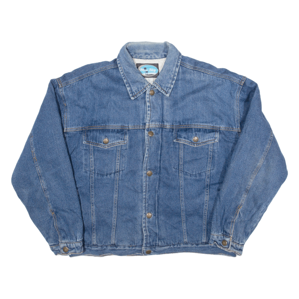 BLUE SKY Mens Sherpa Lined Denim Jacket Blue L Supply