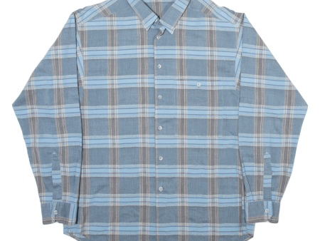 METZGER Mens Shirt Blue Check Long Sleeve L Supply