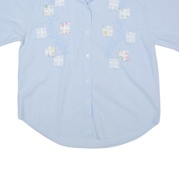 KNOWHOW Womens Shirt Blue 90s Floral L Online Hot Sale