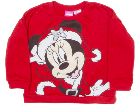 DISNEY Christmas Minnie Mouse Girls Sweatshirt Red 3Y For Sale