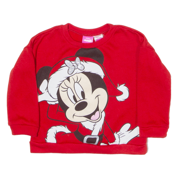 DISNEY Christmas Minnie Mouse Girls Sweatshirt Red 3Y For Sale