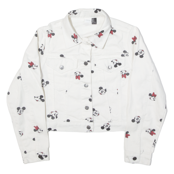 DISNEY Mickey Mouse Girls Denim Jacket White M Cheap