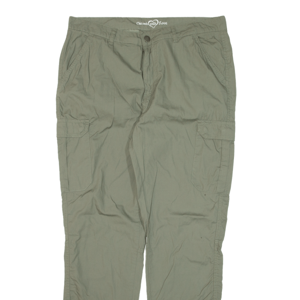 CHICOREE Cargo Womens Trousers Green Regular Tapered W33 L29 Sale