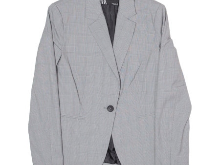 ZARA Womens Blazer Jacket Grey Check S Online Sale