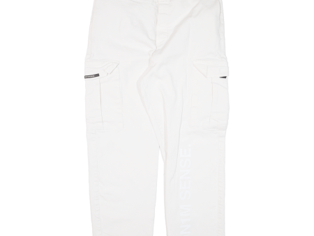 9N1M SENSE Cargo Womens Trousers White Regular Straight W34 L26 Online Sale