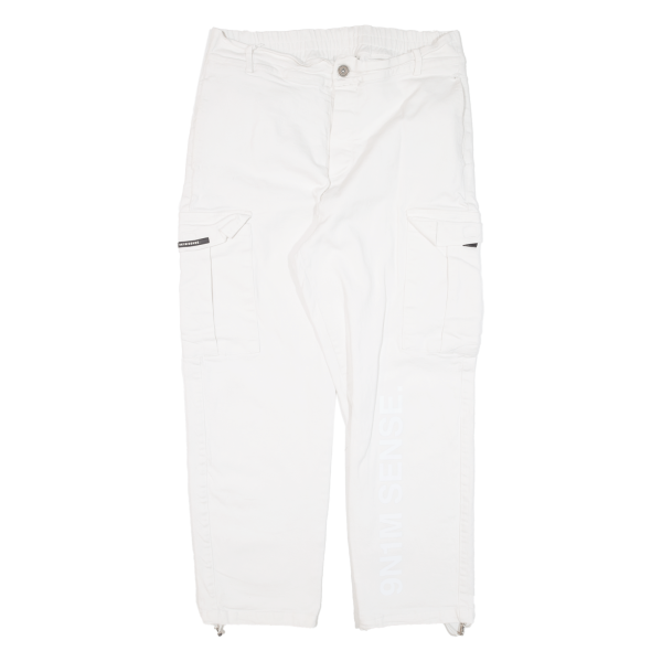 9N1M SENSE Cargo Womens Trousers White Regular Straight W34 L26 Online Sale