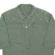 Embellished Pearl Womens Shirt Green 90s 3 4 Sleeve L on Sale