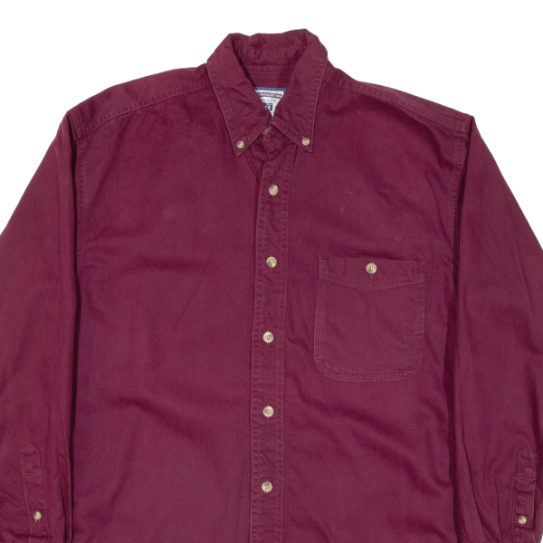 LEE Mens Plain Shirt Maroon Long Sleeve S Online now