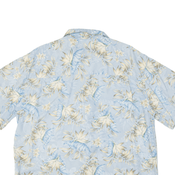 JOS A BANK Mens Hawaiian Shirt Blue Faux Silk Floral XL Online Sale