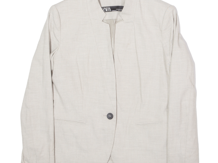 ZARA Womens Blazer Jacket Beige L Online Sale